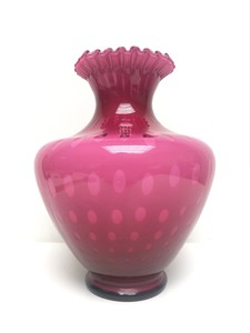 lot 67 image: LARGE Vintage Fenton Wild Rose Optic Vase