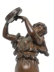 lot 74 image: Antique Bronze Maiden Sculpture on Marble Base