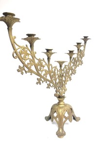 lot 124 image: Large Antique Brass Candelabra 