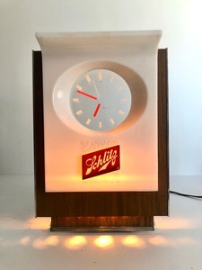 lot 128 image: Vintage Mid Century 1960s SCHLITZ Cash Register Lighted Beer Sign Clock 