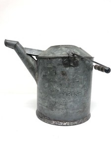 lot 140 image: Antique Galvanized Embossed WABASH Railway Railroad Can