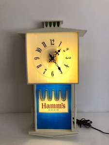 lot 151 image: Working Vintage HAMMS Beer Lighted Wall Clock