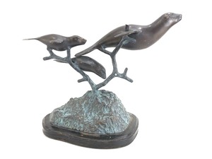 lot 108 image: Bronze Sculpture Group of Swimming Seals 