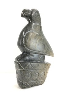 lot 110 image: LARGE Signed Zachariah Njobo Hand Carved Stone Bird Sculpture