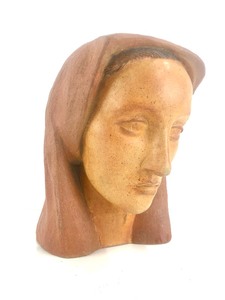 lot 172 image: Excellent Signed Vintage Mid Century 1960s Bust of a Hooded Woman