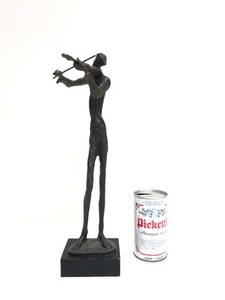 lot 177 image: Tall Bronze Brutalist Style Jazz Musician FiddleViolin Player Sculpture