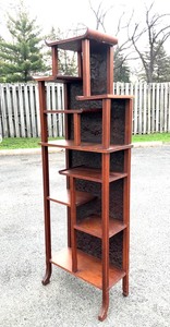 lot 179 image: Antique Rosewood & Leather Etagere