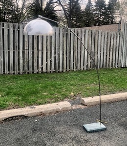 lot 182 image: Awesome Orig Vintage Mid Century Chrome Arc Floor Lamp wGreen Marble Base