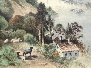 lot 184 image: Excellent Small 19th Century Riverbank Scene Watercolor Painting - Signed Bracy