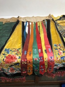 lot 194 image: 3 Antique 19th Century Chinese WovenEmbroidered Silk Skirts clothing