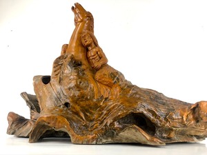 lot 5 image: Fantastic LARGE Hand Carved Driftwood Native American Warrior on Horseback Sculpture