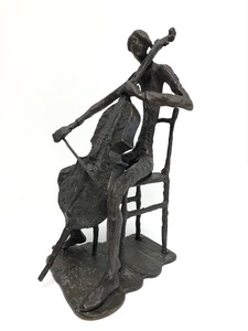lot 217 image: Bronze Figural Brutalist Style Sculpture - Cello Player