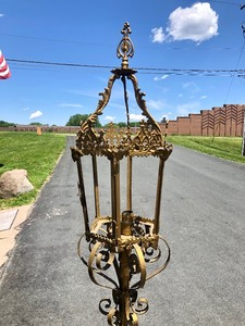 lot 64 image: Tall Antique Gilt Metal Victorian Floor Lamp