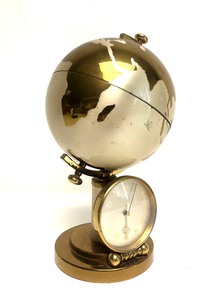 lot 234 image: Mid Century Swiss Made IMHOF Exploding World Globe Desk Clock wCigarette Holder