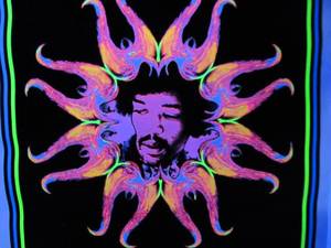 lot 239 image: Orig Vintage 1970s JIMI HENDRIX Black Light Poster 