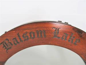 lot 111 image: Large Balsom Lake Lodge Round Wood Framed Mirror
