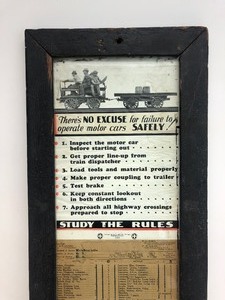lot 245 image: Antique White Bear Lake Train  Motor Car Depot Safety Display 