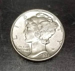1939 US MERCURY DIME AU58