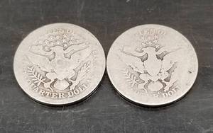 2 US BARBER QUARTERS 1908 1914-D