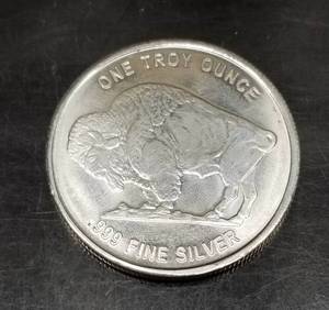 1 TROY OZ .999 FINE SILVER INDIAN BUFFALO DESIGN