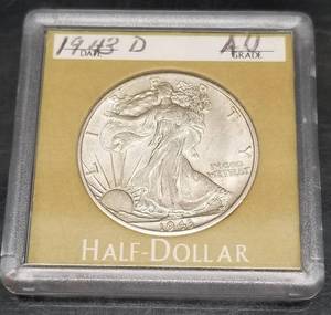 1943-D WALKING LIBERTY HALF DOLLAR AU
