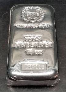 10 TROY OZ .999 FINE SILVER BAR GERMANIA MINT IN ORIGINAL BOX