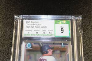 2021 Bowman Chrome Aaron Sabato #BCP125 CSG 9 Rookie Card