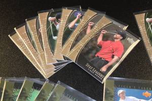 2001 Upper Deck Stat Leaders & Tiger Tales Tiger Woods Rookie Year Card Lot  70 Cards