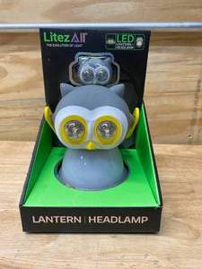 lot 62 image: LITEZALL Owl Themed Headlamp and Lantern Combo