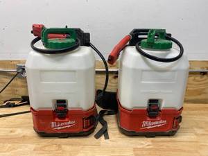lot 98 image: MILWAUKEE Lot of 2-  M18 18-Volt 4 Gal. Lithium-Ion Cordless Switch Tank Backpack Pesticide Sprayer (Tool-Only)- Missing Wands