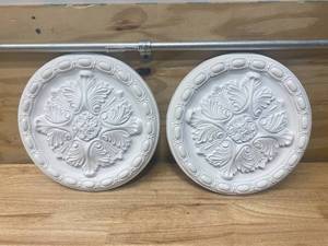 lot 81 image: EKENA MILLWORK Lot of 2- Acanthus Urethane Ceiling Medallions, Primed White- 11-38 x 2
