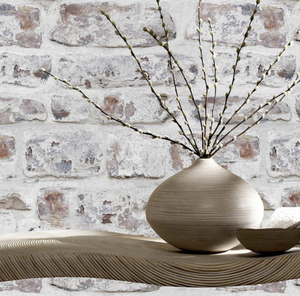 lot 106 image: ARTISTICK Lot of 3- Whitewashed Fabric Peel & Stick Wallpaper Rolls (33 Sq. Ft. Per Roll)