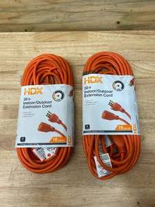 lot 43 image: HDX Lot of 2-  50 ft. 163 Light-Duty IndoorOutdoor Extension Cords, Orange