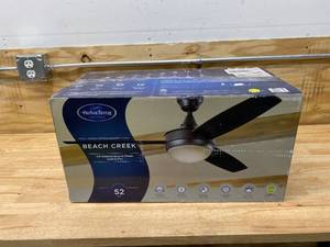 lot 3 image: HARBOR BREEZE Beach Creek 52-in Bronze LED Indoor Downrod or Flush Mount Ceiling Fan with Light with Remote (3-Blade)