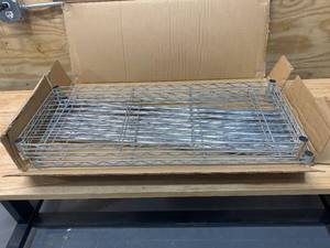 lot 141 image: HDX 24 in. W x 30 in. H x 14 in. D Ivory 3-Tier Metal Wire Shelving Unit
