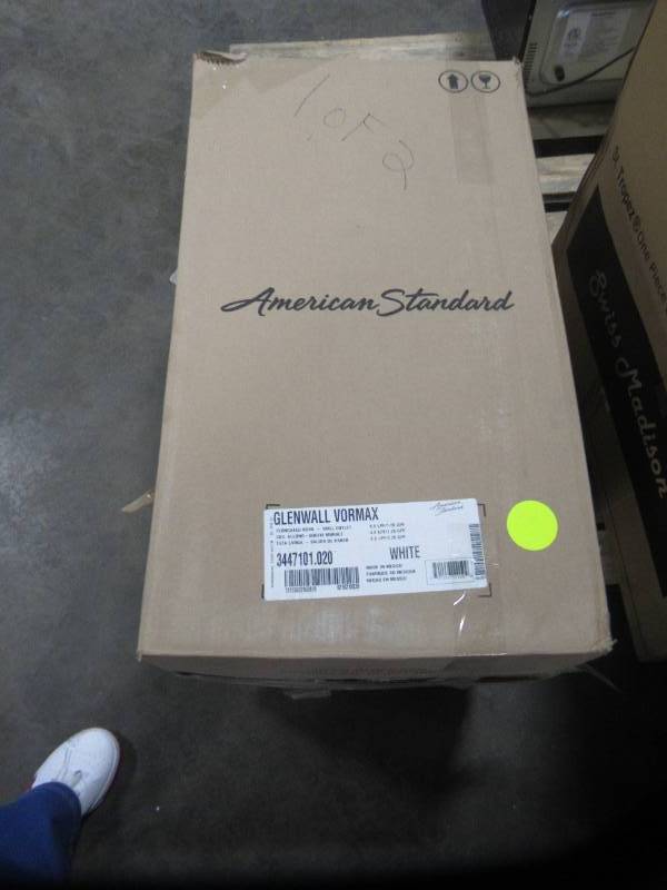 American Standard Glenwall VorMax 1.28 GPF Single Flush Toilet with Left Hand Trip Lever Model 2882107.020 (Seat And Tank Not Included) - Bowl Only.