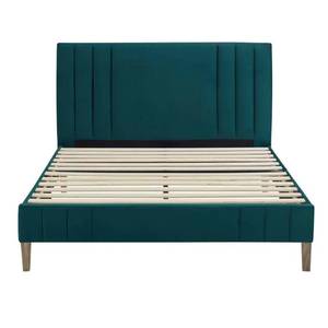 Corbin Wood Slat Support, Queen, Antonio Juniper Channel Tufted Upholstered Platform Bed  Headboard and Wood Frame - Open Box.