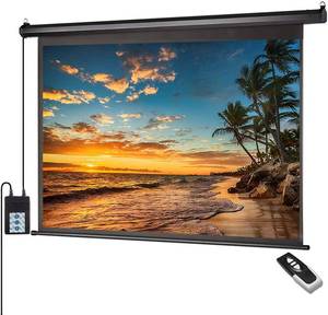 Zueda Motorized Projector Screen 100 inch 169 HD Diagonal Indoor and Outdoor Electric Move Screen with Remote Control for Family Home Office Theater, Black.