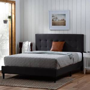 Brookside Tara Black Charcoal California King Square Tufted Upholstered Platform Bed, BS0005UBDCKCH.