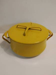 lot 181 image: Vintage Yellow Enamel Pot with Lid by Dansk