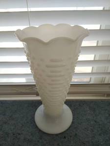 lot 60 image: Two Large Milk Glass Vases