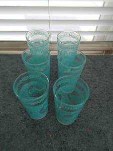lot 96 image: Vintage Libbey Victorian Blue & Clear Tumbler glass set of 6