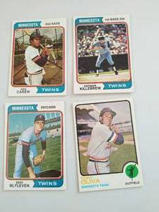 lot 313 image: 4 Minnesota Twins Stars Baseball Cards 1973-74