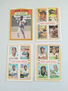 lot 316 image: 4 Hank Aaron Topps Baseball Cards