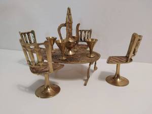lot 159 image: Miniature Brass Furniture Set