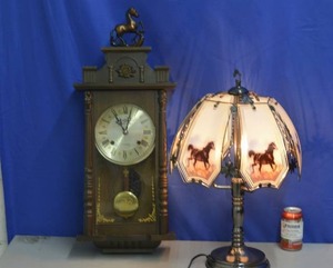 lot 1 image: Horse Touch Lamp and Horse Wind Up Clock