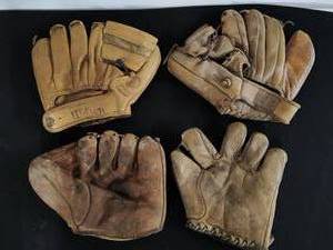 lot 227 image: Four Vintage Baseball Gloves