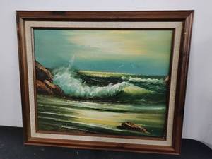 lot 69 image: Vintage Beach Painting