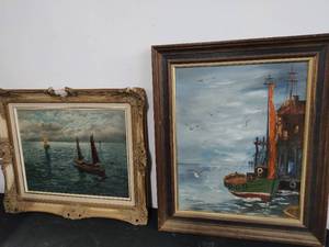 lot 70 image: Two Boat Paintings