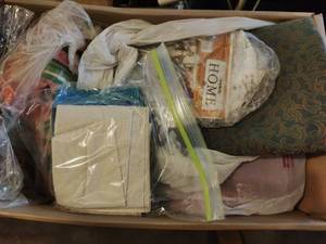 lot 121 image: Collection of Fabric, Started Projects, and Beads